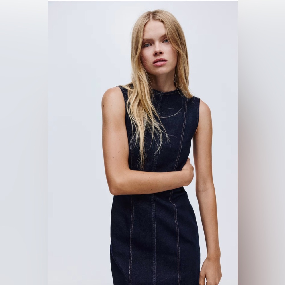 SLEEVELESS DENIM DRESS - Picture 4 of 6